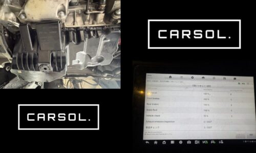 BMW 3シリーズ エンジンオイルパンガスケット修理 交換後の状態 新品ガスケット装着後のオイルパン取り付け完了状態